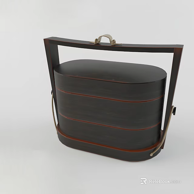 Black Wooden Multi layer Handbag Box For Portable Storage And Daily Use 3d model 