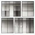Modern Sliding Doors With Glass Panels And Black Frames For Interior Design 3d model