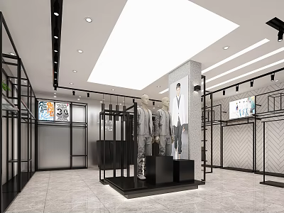 Modern Fashion Clothing Store With Mannequins Racks Sale Displays Bright Lighting And Stylish Design 3d model