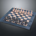 Classic Chess Set With Black And White Pieces On Checkered Chessboard