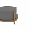 Round Gray Upholstered Sofa Stool With Wooden Legs And Minimalist Design