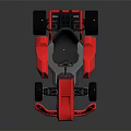 Red Go Kart Design With Black Wheels And Gray Seat Structure