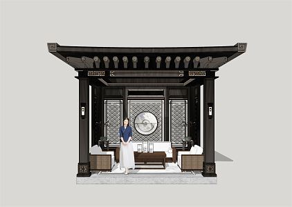 New Chinese Style Pavilion Corridor Pavilion 3d model