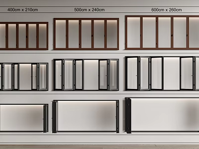 Modern Folding Doors With Wooden Frame Glass Panels And Various Size Options For Interior 3d model