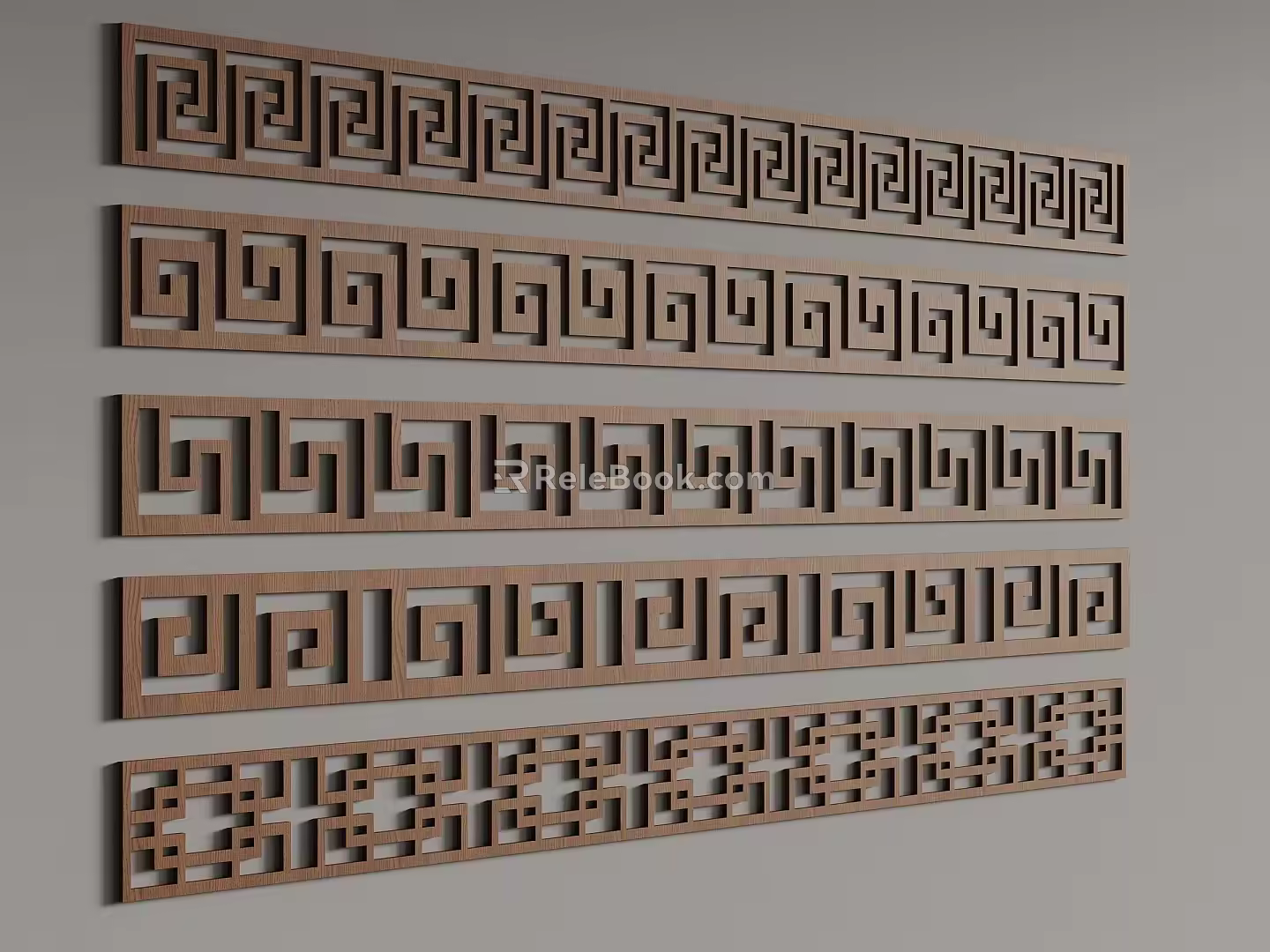 New Chinese style window grilles line pane corner line 3d model