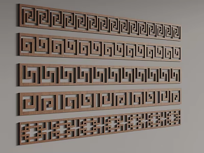 New Chinese style window grilles line pane corner line 3d model