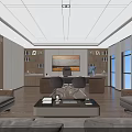 Modern Executive Office Interior With Large Desk Bookshelves Sofa And Floor to Ceiling Windows