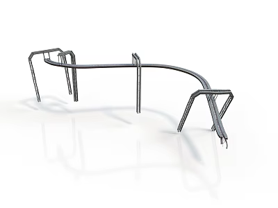 Sturdy Industrial Metal Curved Frame Structure With Support Legs And Joints 3d model