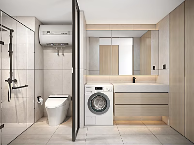 Modern toilet washing machine toilet water heater shower 3d model
