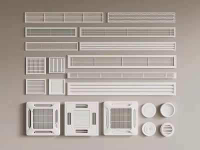 Various Air Conditioner Vent Grille Styles And Panel Designs With Different Shapes 3d model