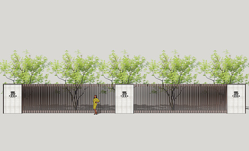 Modern fence residential area fence 3d model