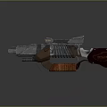 Futuristic Sci Fi Weapon Design With Metallic Silver Body Brown Grip And Scope