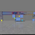 Modern Exhibition Booth Design With Colorful Blocks Blue Yellow Cubes And China Construction Sign