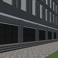 Modern Commercial Office Building With Glass Facades Tall Towers Low Rise Base And Landscaping
