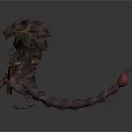 Spiked Mythical Creature Character With Clawed Limbs Chains Tattered Robes And Waist Pouch