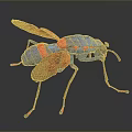 3D Rendered Insect With Blue Red Body Transparent Wings And Beige Legs