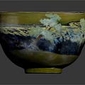 Decorative Glass Bowl Furniture With Colorful Wave Pattern And Yellow Blue Purple Hues