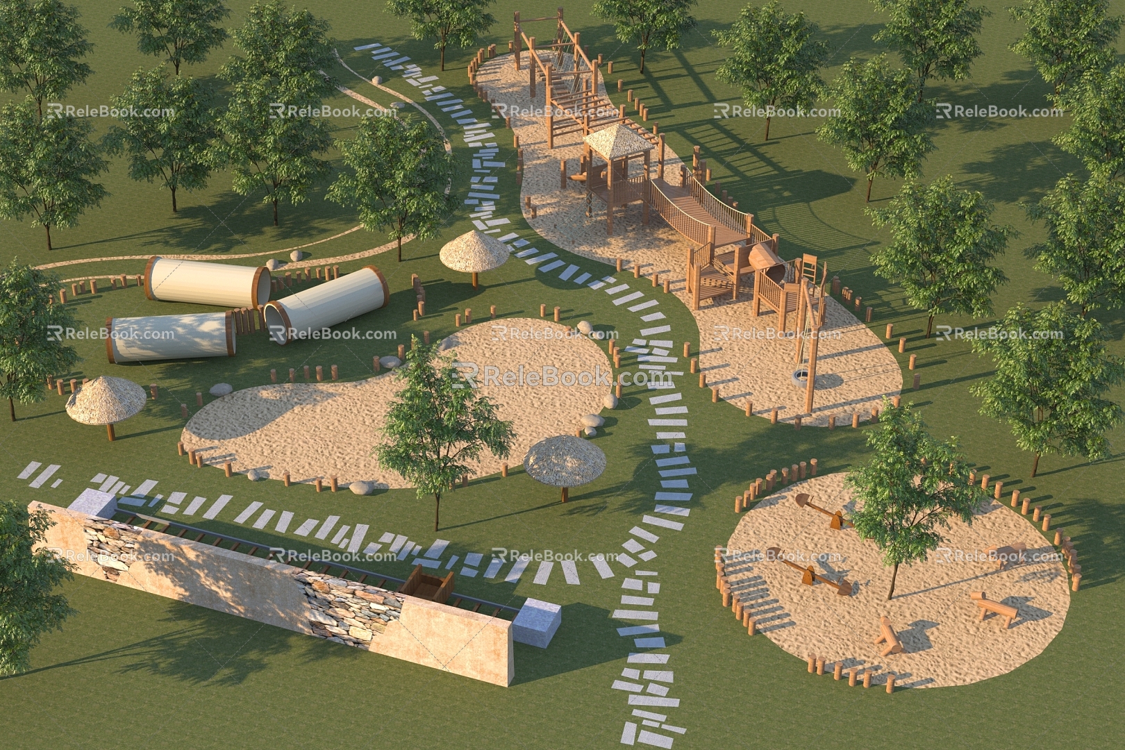 Log outdoor children's amusement facilities model