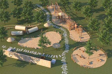 Log outdoor children's amusement facilities 3d model