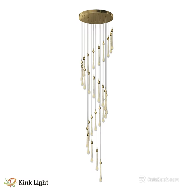 Modern Decorative Chandelier With Hanging Metal Pendants And Droplet Accents 3d model 