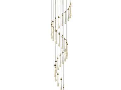 Modern Decorative Chandelier With Hanging Metal Pendants And Droplet Accents 3d model