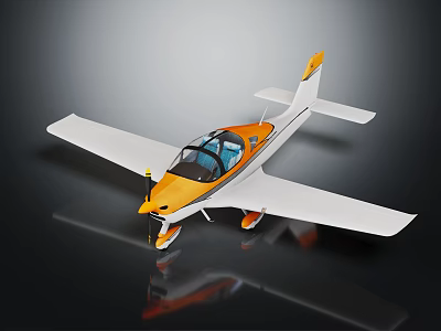 Orange And White Small Airplane Model Featuring Transparent Cockpit Orange Tail And White Wings 3d model
