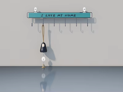 Swing Door With Blue Hook Board I LOVE MY HOME Lettering And Hanging Doll 3d model