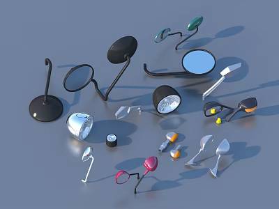 Diverse Modern Lighting Fixtures Set With Table Wall And Decorative Lamps In Various Colors 3d model