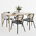 Modern Dining Table and Chair Combination Solid Wood Bar Dining Table and Chair 3d model