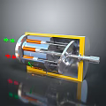 Mechanical Industrial Device With Yellow Casing And Visible Internal Components Featuring Colored Arrows 3d model