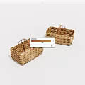 Two Natural Handwoven Wicker Baskets With Handles For Home Storage Use