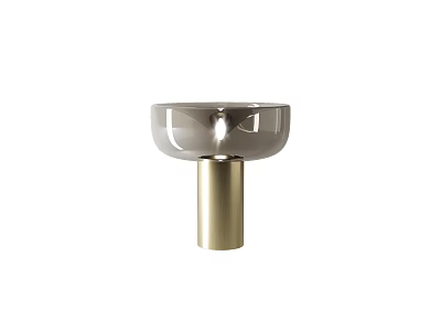 Modern Table Lamp With Metallic Round Shade And Golden Pole Design 3d model
