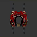 Red And Black Household Item With Adjustable Straps And Circular Decorations