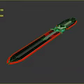 Modern Fantasy Sword With Black Red Accents And Blue Glowing Decorative Elements