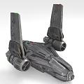 Detailed Sci-Fi Spaceship 3D Model With Twin Engines And Angular Wings Design 3d model