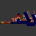 Assorted Fast Food Spread With Hamburgers Fries Drinks And Condiments On Trays