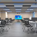 School Computer Classroom With Multiple Computers Large Screens And Modern Desks Chairs 3d model