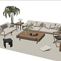 Quiet sofa tea table combination 3d model