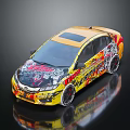 Yellow Custom Sedan With Vibrant Graffiti Artwork And Sporty Alloy Wheels