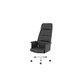 Ergonomic Black Leather Office Chair With High Back Armrests And Rolling Metal Base