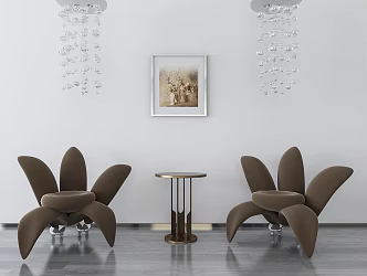 Post-modern leisure sofa combination sofa coffee table chandelier mural 3d model