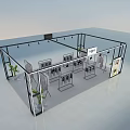 Modern Clothing Store Interior With Glass Frame Racks Hanging Clothes And Plant Decor