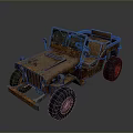 Vintage Rusty Open Top Jeep With Worn Tires And Weathered Exterior