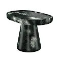 Modern Stylish Side Tables With Dark Green Marble Oval Top And Conical Base