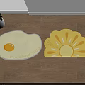 Adorable Two Piece Decorative Shaped Rugs with Poached Egg and Sunshine Text Designs