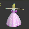 Princess In Sparkly Pink Dress With Blonde Hair Bow And Arms Outstretched