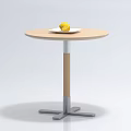 Round Wooden Coffee Table With Metal Base And Lemon On Plate 3d model