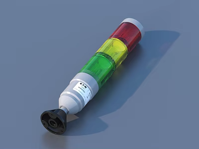 Industrial Signal Tower Light With Red Yellow Green Layers For Warning Indication 3d model