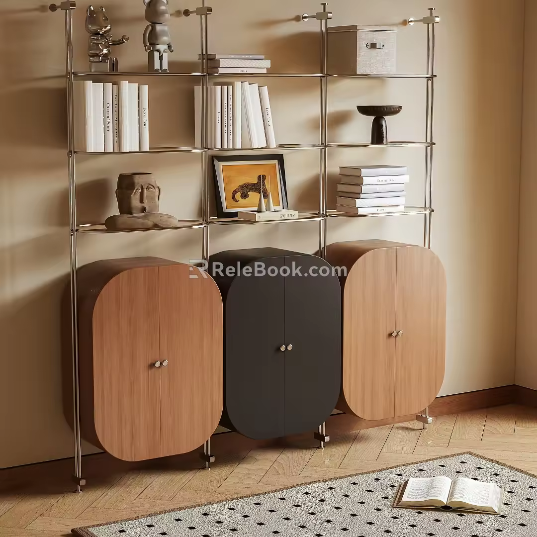 Middle Style Bookcase Bookshelf 3d model