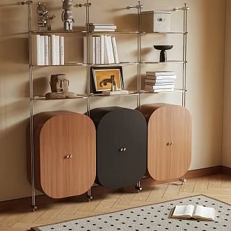Middle Style Bookcase Bookshelf 3d model